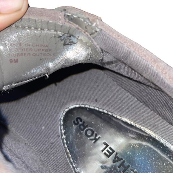Michael Michael Kors Allie Trainer Sneakers Gray Suede Silver Metallic Size 9 - Picture 8 of 8